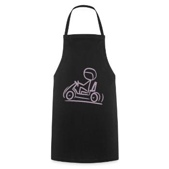 Go-Kart Silhouette Stick Figure Line Drawing - Cooking Apron - black - Front - AI Model Male 185 dark (185cm)