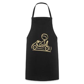 Go-Kart Silhouette Strichmännchen Linien-Zeichnung - Kochschürze - Schwarz - Vorne - AI Model Male 185 dark (185cm)
