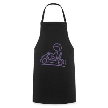 Go-Kart Silhouette Stick Figure Line Drawing - Cooking Apron - black - Front - AI Model Male 185 dark (185cm)