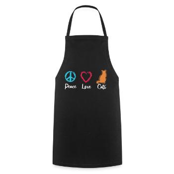 Paix Amour Chats - Tablier de cuisine - noir - Devant - AI Model Male 185 dark (185cm)