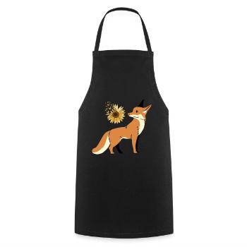 Renard, Faune, Nature sauvage, Nature, Fleur, Papillons - Tablier de cuisine - noir - Devant - AI Model Male 185 dark (185cm)