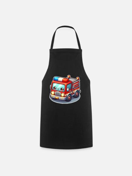 Pompiers avec visage d’enfants - Tablier de cuisine - noir