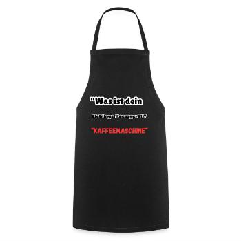 « Appareil de fitness Machine à café » - Tablier de cuisine - noir - Devant - AI Model Male 185 dark (185cm)