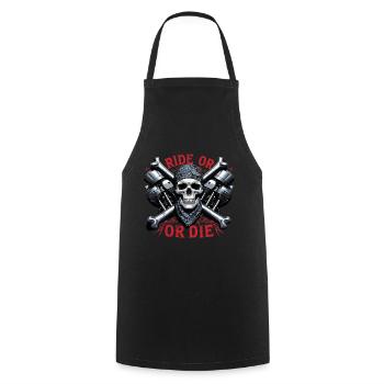 Motorcycle Skull Ride or Die Biker Chopper Rock - Cooking Apron - black - Front - AI Model Male 185 dark (185cm)