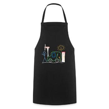 Electric car Stick figure Mobility Electricity Energy - Cooking Apron - black - Front - AI Model Male 185 dark (185cm)