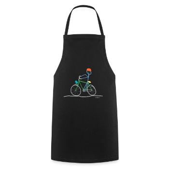 Bicycle stick figure, mobility sustainable - Cooking Apron - black - Front - AI Model Male 185 dark (185cm)