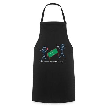 Tischtennis Strichmännchen Sport Ping Pong Spiel - Kochschürze - Schwarz - Vorne - AI Model Male 185 dark (185cm)