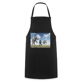 Mammoths and Homo Habilis - Cooking Apron - black - Front - AI Model Male 185 dark (185cm)