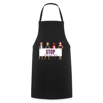 Tshirt stop domestic violence against women - Cooking Apron - black - Front - AI Model Male 185 dark (185cm)
