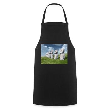 Statues Moai sur l’île de Pâques - Tablier de cuisine - noir - Devant - AI Model Male 185 dark (185cm)