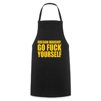 russian warship go f yourself - Cooking Apron - black - Front - AI Model Male 185 dark (185cm)