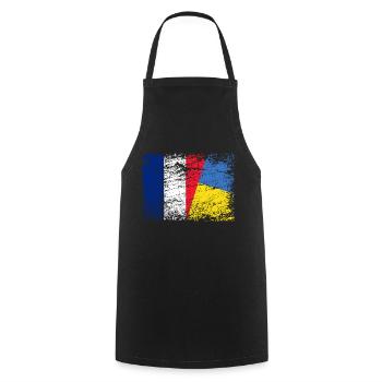 Drapeau Ukraine France Soutien Soutenir l'Ukraine - Tablier de cuisine - noir - Devant - AI Model Male 185 dark (185cm)