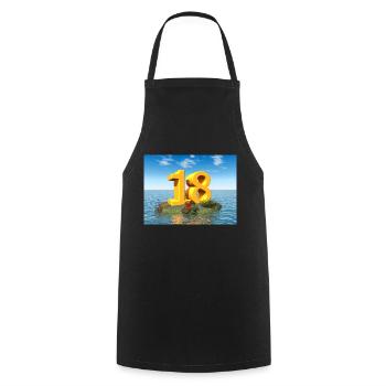 Year 18 - Cooking Apron - black - Front - AI Model Male 185 dark (185cm)
