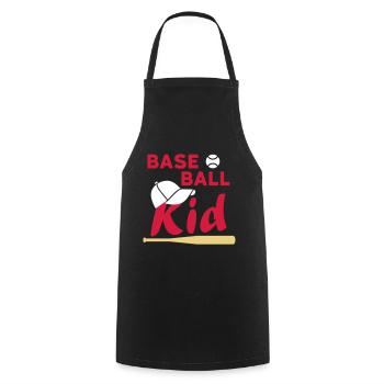 Enfant de baseball (balle de jeu, casquette, batte de baseball) - Tablier de cuisine - noir - Devant - AI Model Male 185 dark (185cm)