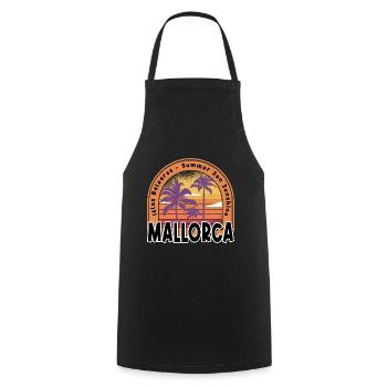 Mallorca Sommer Sonne Strand Meer Palmen Urlaub - Kochschürze - Schwarz - Vorne - AI Model Male 185 dark (185cm)