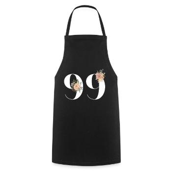 99th Anniversary Flowers (Gift of 99 years) - Cooking Apron - black - Front - AI Model Male 185 dark (185cm)