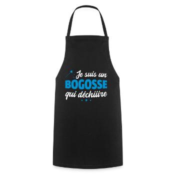 je suis un bogosse qui déchire / beau gosse - Tablier de cuisine - noir - Devant - AI Model Male 185 dark (185cm)