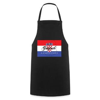 Zagreb - Hauptstadt mit GPS & Flagge - Kochschürze - Schwarz - Vorne - AI Model Male 185 dark (185cm)