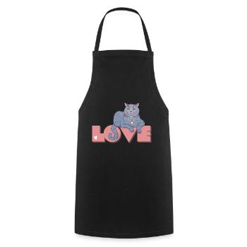 Britische Kurzhaarkatze - Love BKH - Kochschürze - Schwarz - Vorne - AI Model Male 185 dark (185cm)