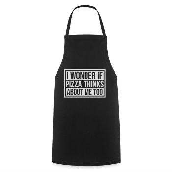 pizza thinks about me - Cooking Apron - black - Front - AI Model Male 185 dark (185cm)