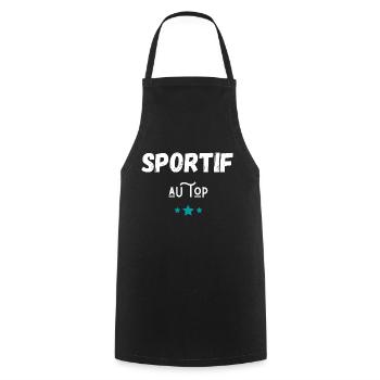 sportif au top idée cadeau - Tablier de cuisine - noir - Devant - AI Model Male 185 dark (185cm)