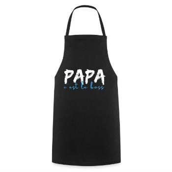 papa c'est le boss - Tablier de cuisine - noir - Devant - AI Model Male 185 dark (185cm)