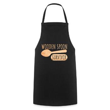 Wooden Spoon Survivor - Cooking Apron - black - Front - AI Model Male 185 dark (185cm)