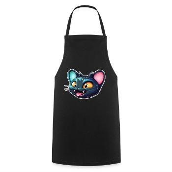 Drôle de visage de chat extraterrestre - Tablier de cuisine - noir - Devant - AI Model Male 185 dark (185cm)