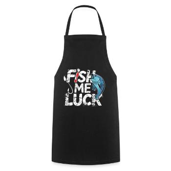 Fish Me Luck für einen Angler und Fischer - Kochschürze - Schwarz - Vorne - AI Model Male 185 dark (185cm)