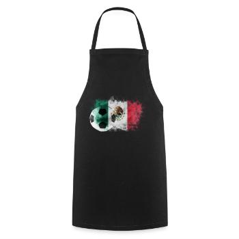 Drapeau du Mexique avec ballon de football - Tablier de cuisine - noir - Devant - AI Model Male 185 dark (185cm)