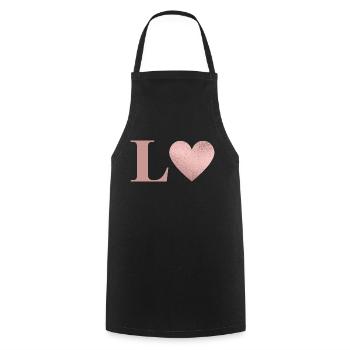 Buchstabe l Herz roségold - Kochschürze - Schwarz - Vorne - AI Model Male 185 dark (185cm)