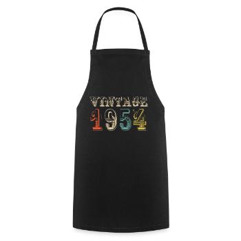 Vintage 1954- 70 th birthday - 70 ans - Tablier de cuisine - noir - Devant - AI Model Male 185 dark (185cm)