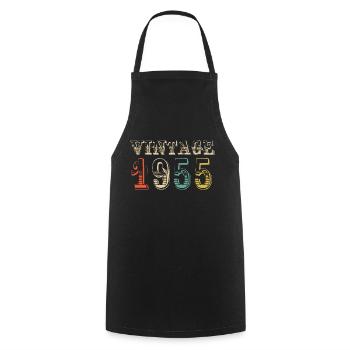 Vintage 1955- 69 th birthday - 69 ans - Tablier de cuisine - noir - Devant - AI Model Male 185 dark (185cm)
