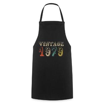 Vintage 1979- 45 th birthday - 45 ans - Tablier de cuisine - noir - Devant - AI Model Male 185 dark (185cm)