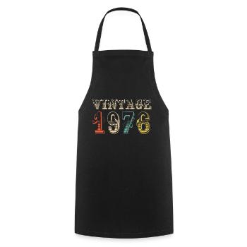Vintage 1976- 48 th birthday - 48 ans - Tablier de cuisine - noir - Devant - AI Model Male 185 dark (185cm)