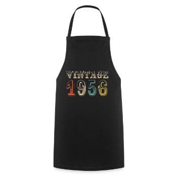 Vintage 1956- 68 th birthday - 68 ans - Tablier de cuisine - noir - Devant - AI Model Male 185 dark (185cm)