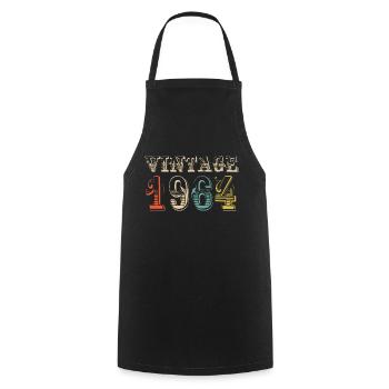 Vintage 1964- 60 th birthday - 60 ans - Tablier de cuisine - noir - Devant - AI Model Male 185 dark (185cm)