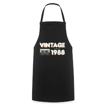 Classique & Vintage 1988 Musique Nostalgique Drôle - Tablier de cuisine - noir - Devant - AI Model Male 185 dark (185cm)