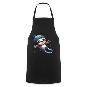 Funny Sloth Ski Winter Sports Design - Cooking Apron - black - Front - AI Model Male 185 dark (185cm)