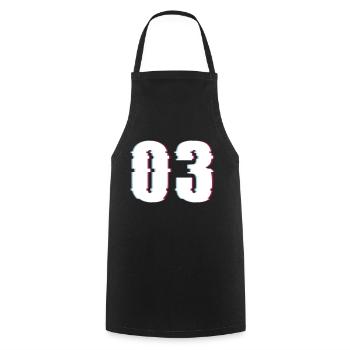 Drei 3 Three 03 Zahl Effekt Verzerrt Nummer - Kochschürze - Schwarz - Vorne - AI Model Male 185 dark (185cm)