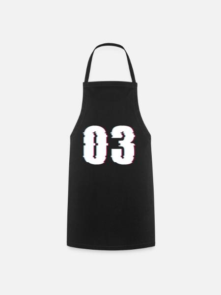 Three 3 Three 03 Number Effect Distorted Number - Cooking Apron - black