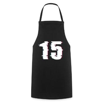 15 Fifteen Number Effect Distorted Number - Cooking Apron - black - Front - AI Model Male 185 dark (185cm)