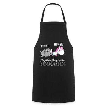 Idée de cadeau d'amour de rhin cheval mignon - Tablier de cuisine - noir - Devant - AI Model Male 185 dark (185cm)