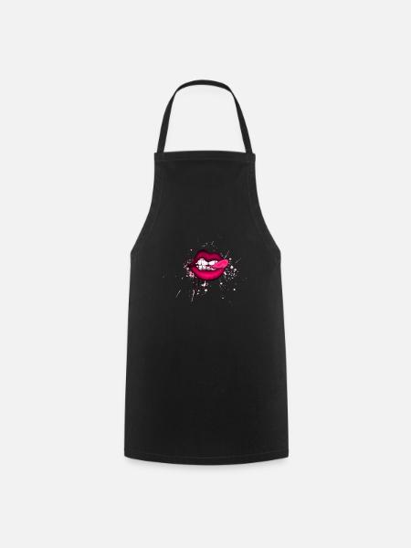 lips - Cooking Apron - black
