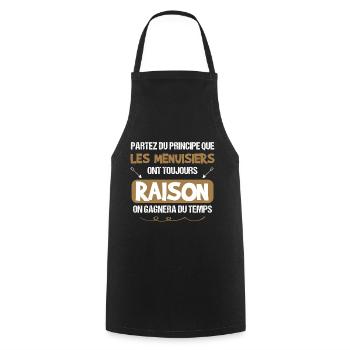 Menuisier - Humour - Cadeau - Raison - Drôle - Tablier de cuisine - noir - Devant - AI Model Male 185 dark (185cm)