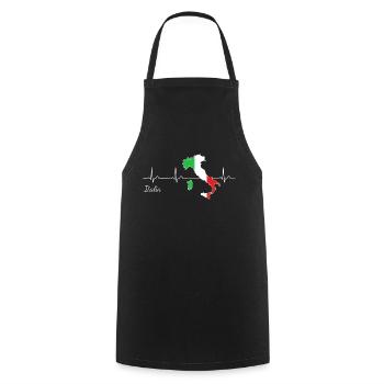 Italia heartbeat I love Italy flag - Cooking Apron - black - Front - AI Model Male 185 dark (185cm)
