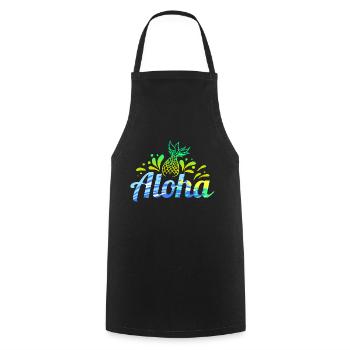 Hawaï Aloha Plage Ananas cadeau pour l’été - Tablier de cuisine - noir - Devant - AI Model Male 185 dark (185cm)