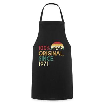 anniversaire 52 ans 1971 Vintage 52 th birthday - Tablier de cuisine - noir - Devant - AI Model Male 185 dark (185cm)