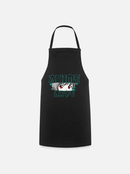 Anime Visage amour Kawaii Manga graphisme design - Tablier de cuisine - noir