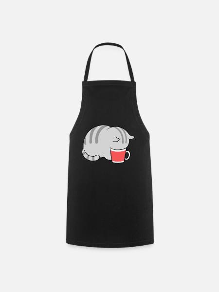 Kawaii chat dans le café japonais Neko chatons - Tablier de cuisine - noir